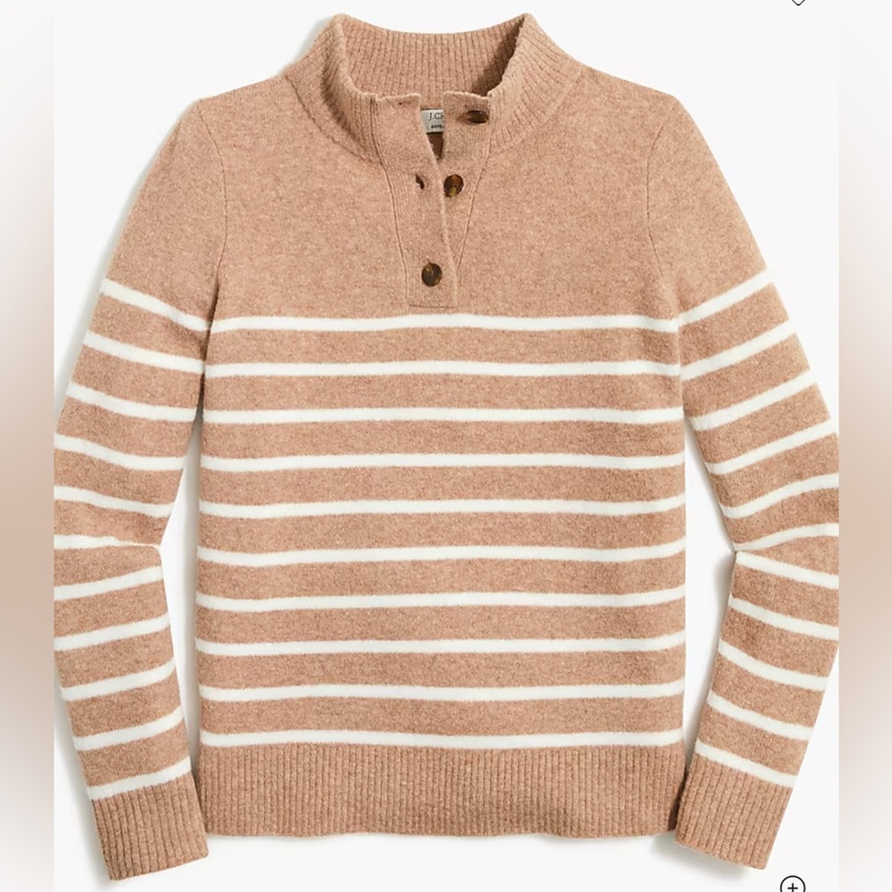 J Crew Striped button-front pullover in extra-soft yarn size small